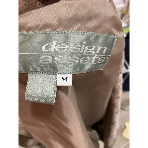 Design Assets Women’s Leather Bomber Jackets 80-90’s Floral Beige Sz M - Picture 9 of 12